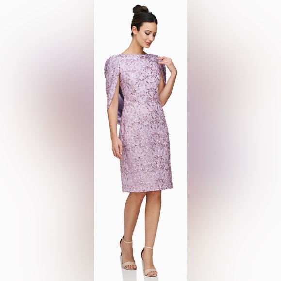 JS Collections Dresses & Skirts - JS Collection Lavender Jordan Column Cape Sequin Evening Dress Size 14